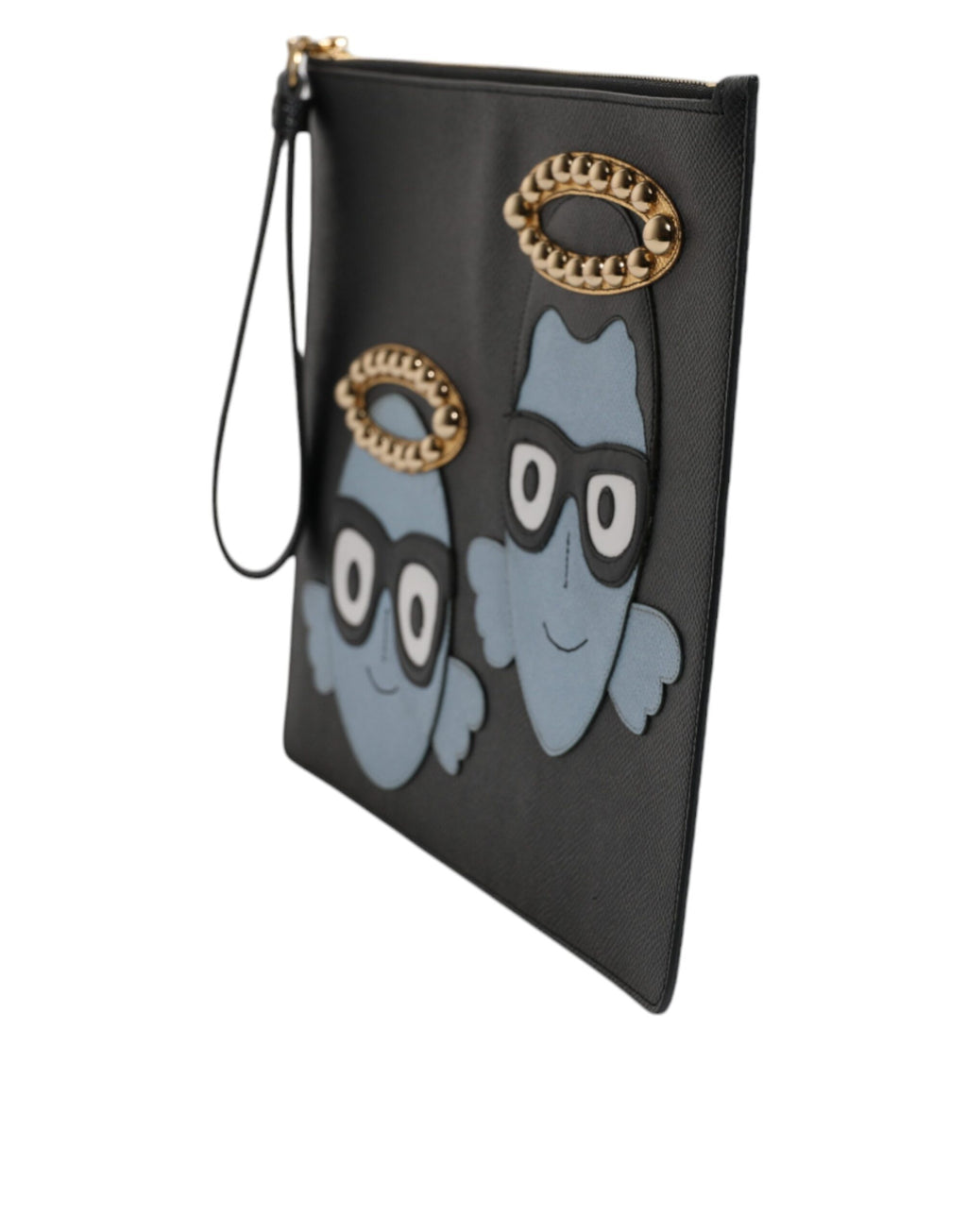 Schwarze Ledertasche mit Reißverschluss #DGFAMILY für Herren