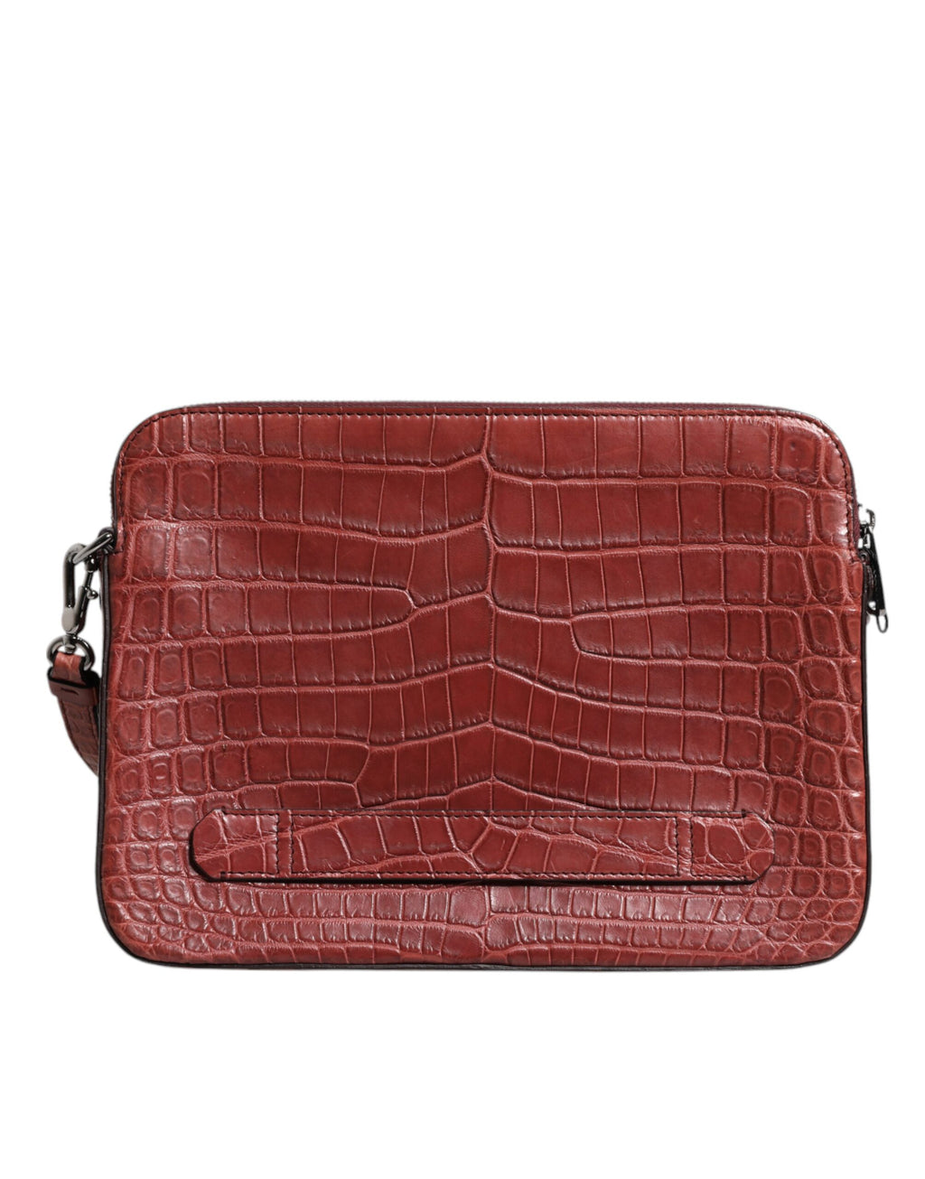 Bordeaux Krokodil Leder Logo Plakette Herren Aktentasche