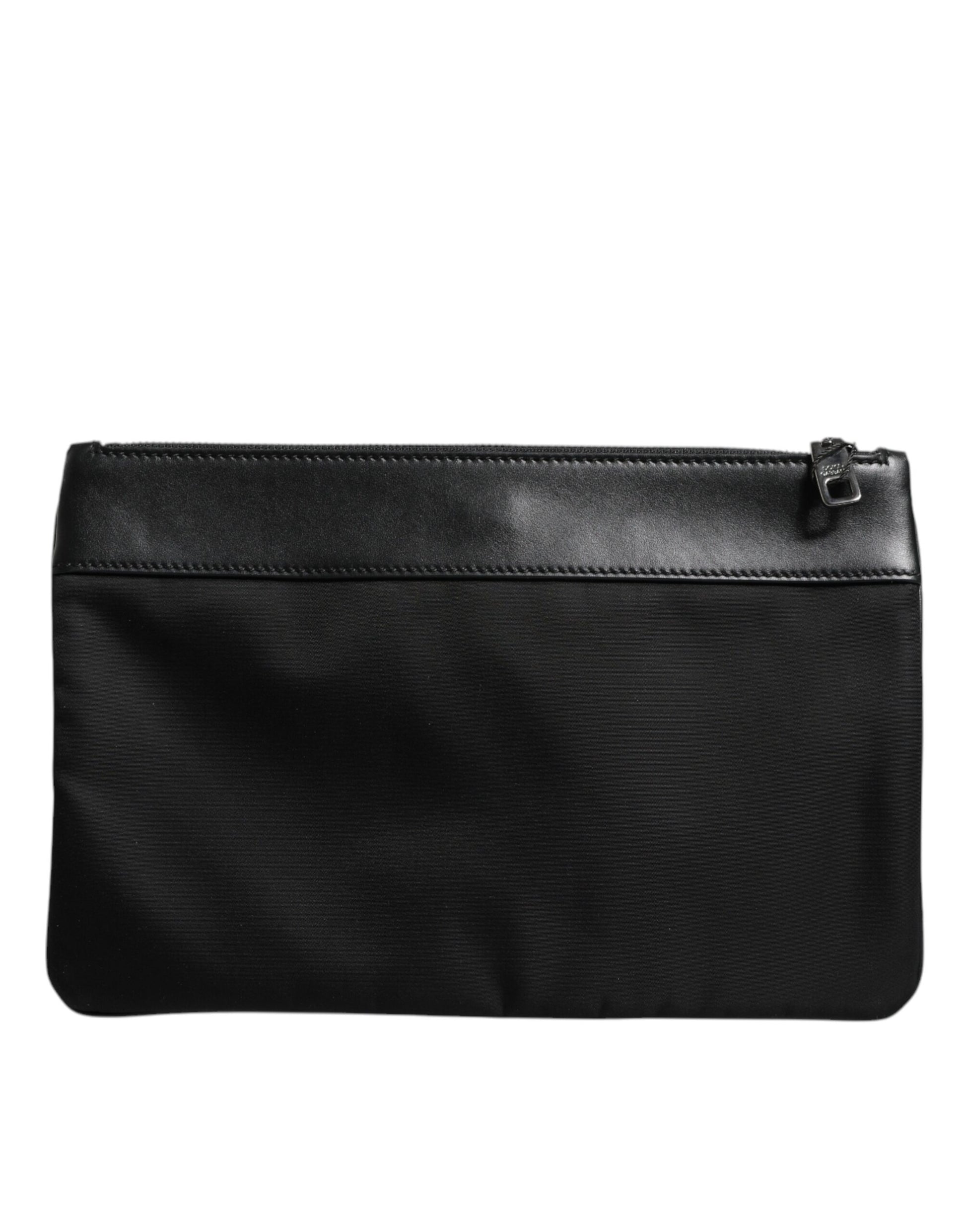 Mehrfarbige Herren-Beuteltasche aus Jacquard mit Leopardenmuster und Logo-Plakette