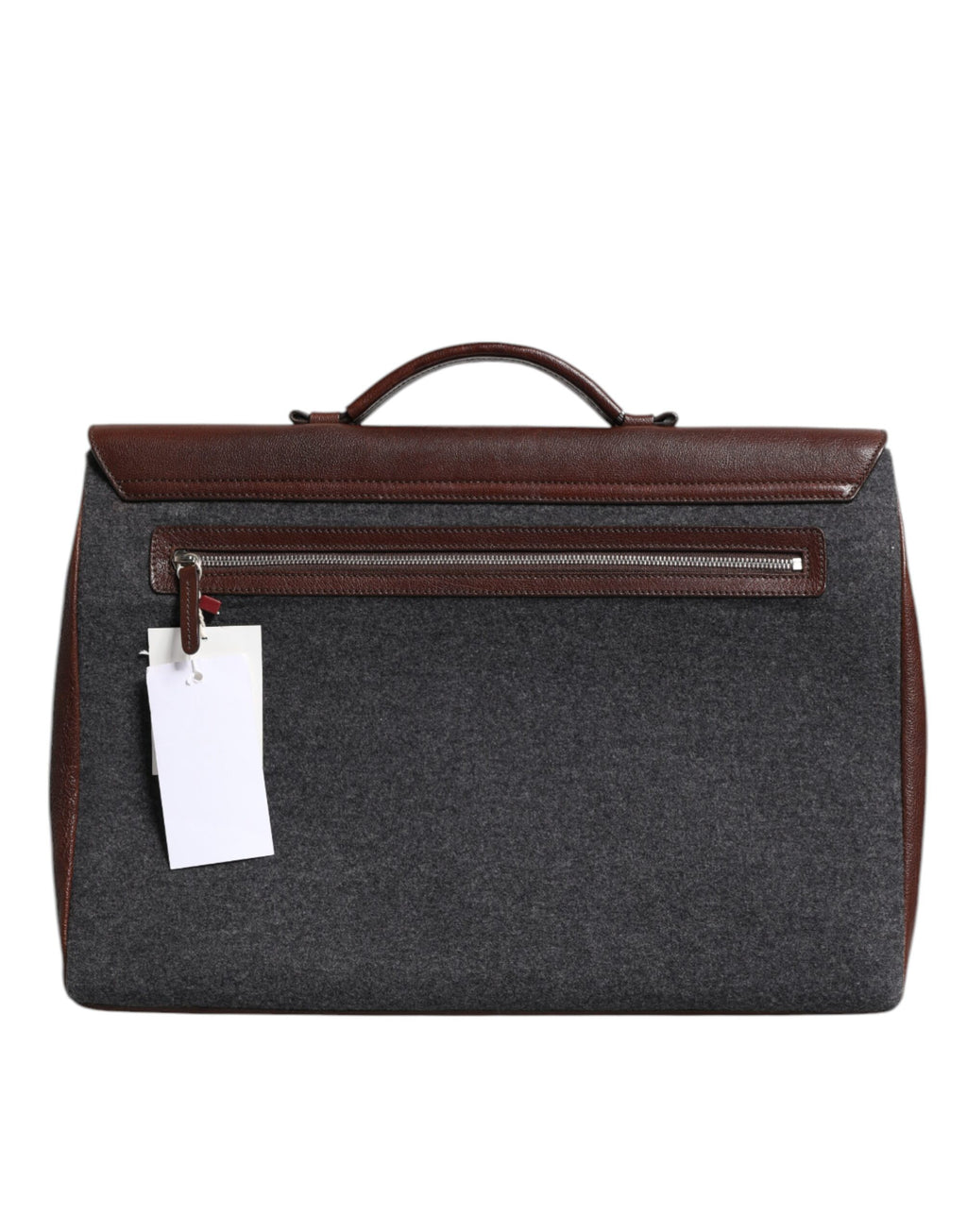 Braungraue Leder-Cognac-Wolle-Business-Tragetasche