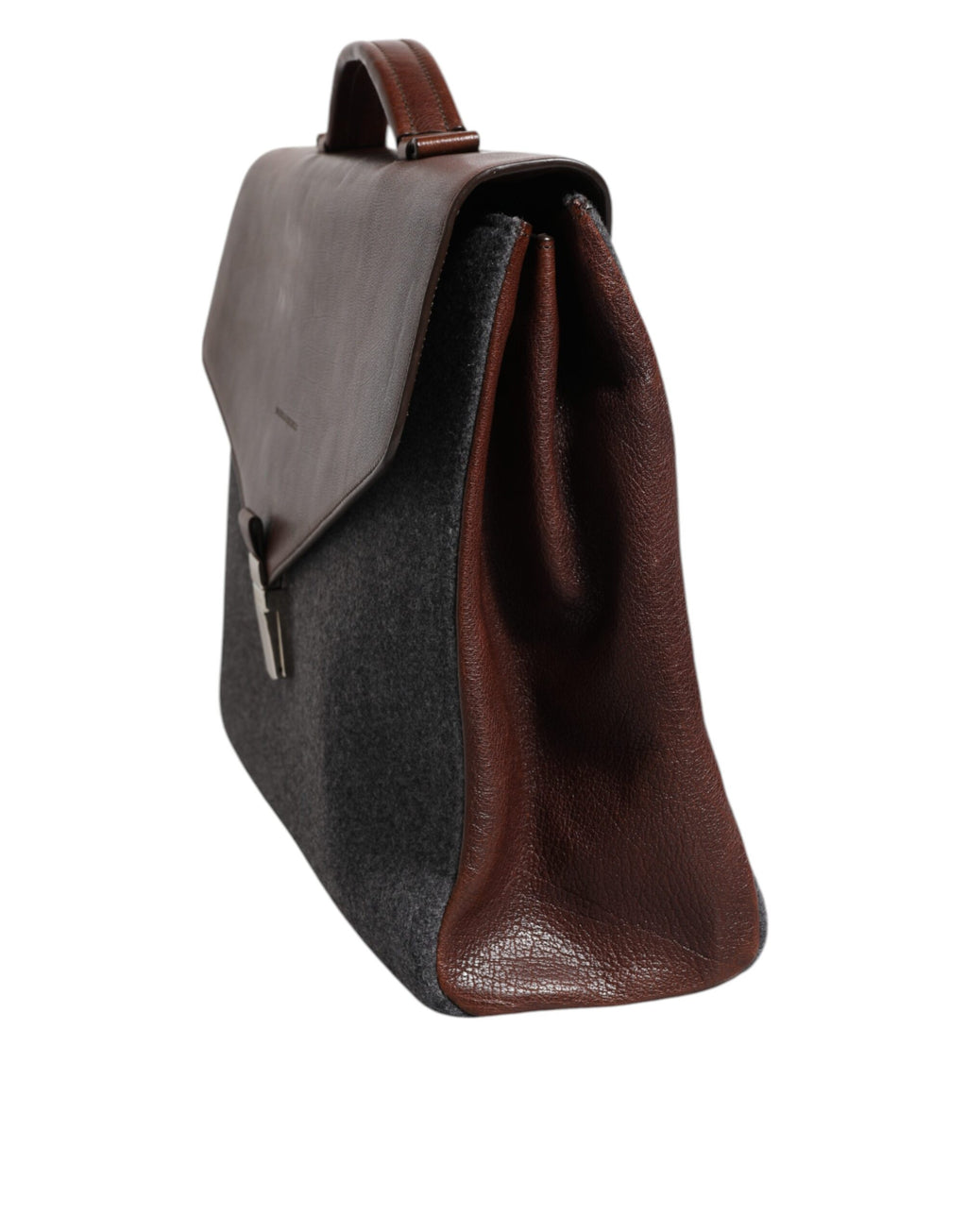 Braungraue Leder-Cognac-Wolle-Business-Tragetasche