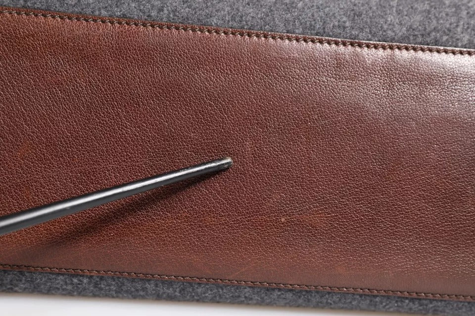 Braungraue Leder-Cognac-Wolle-Business-Tragetasche