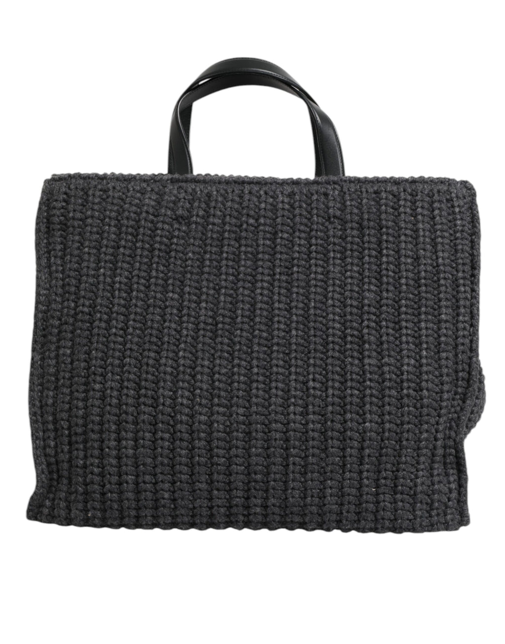 Dolce & Gabbana Black Large Knitted Crochet Shoulder Shopper DG Logo Bag