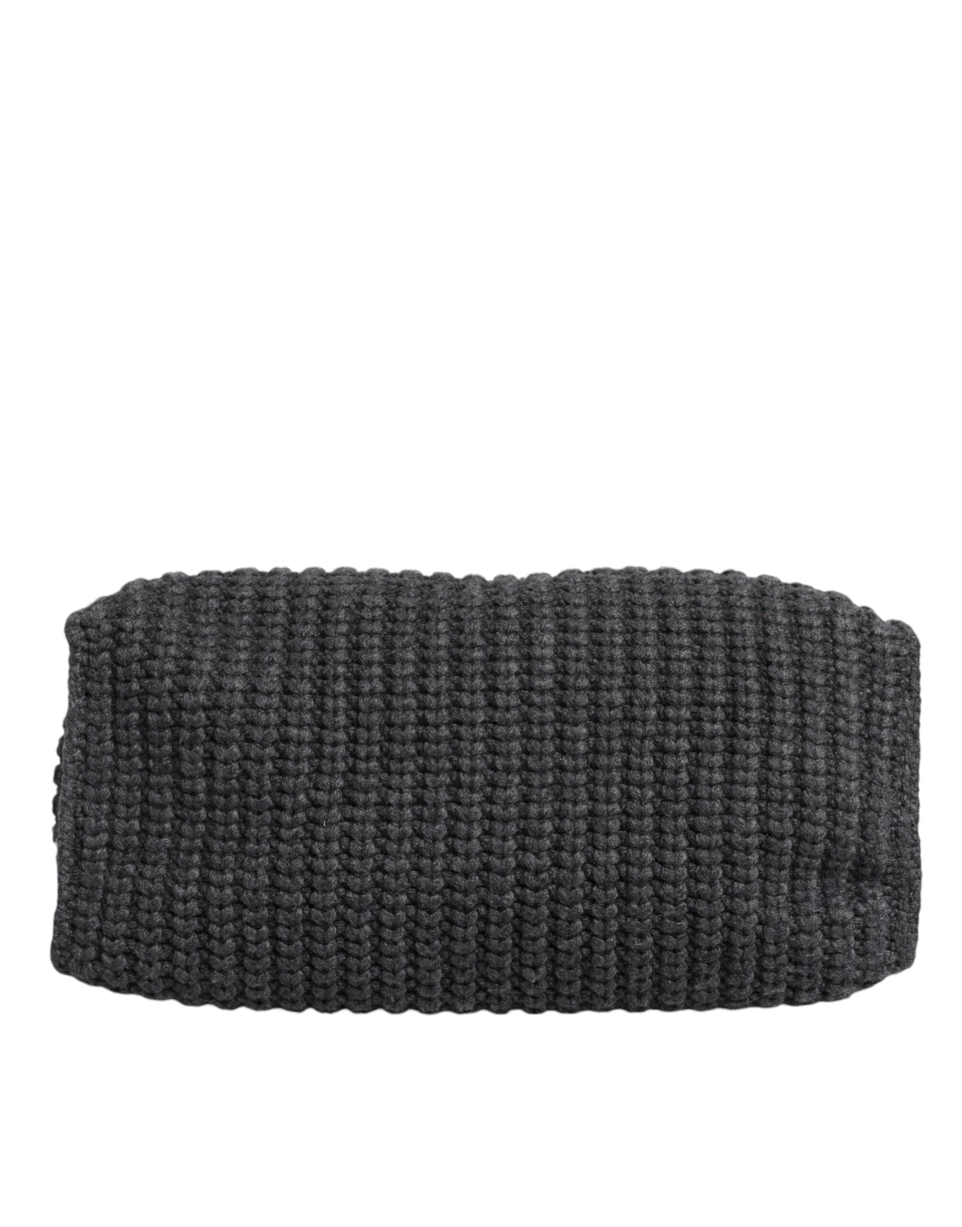 Große Shopper-Schultertasche aus Strick und Häkelarbeit mit DG-Logo in Schwarz