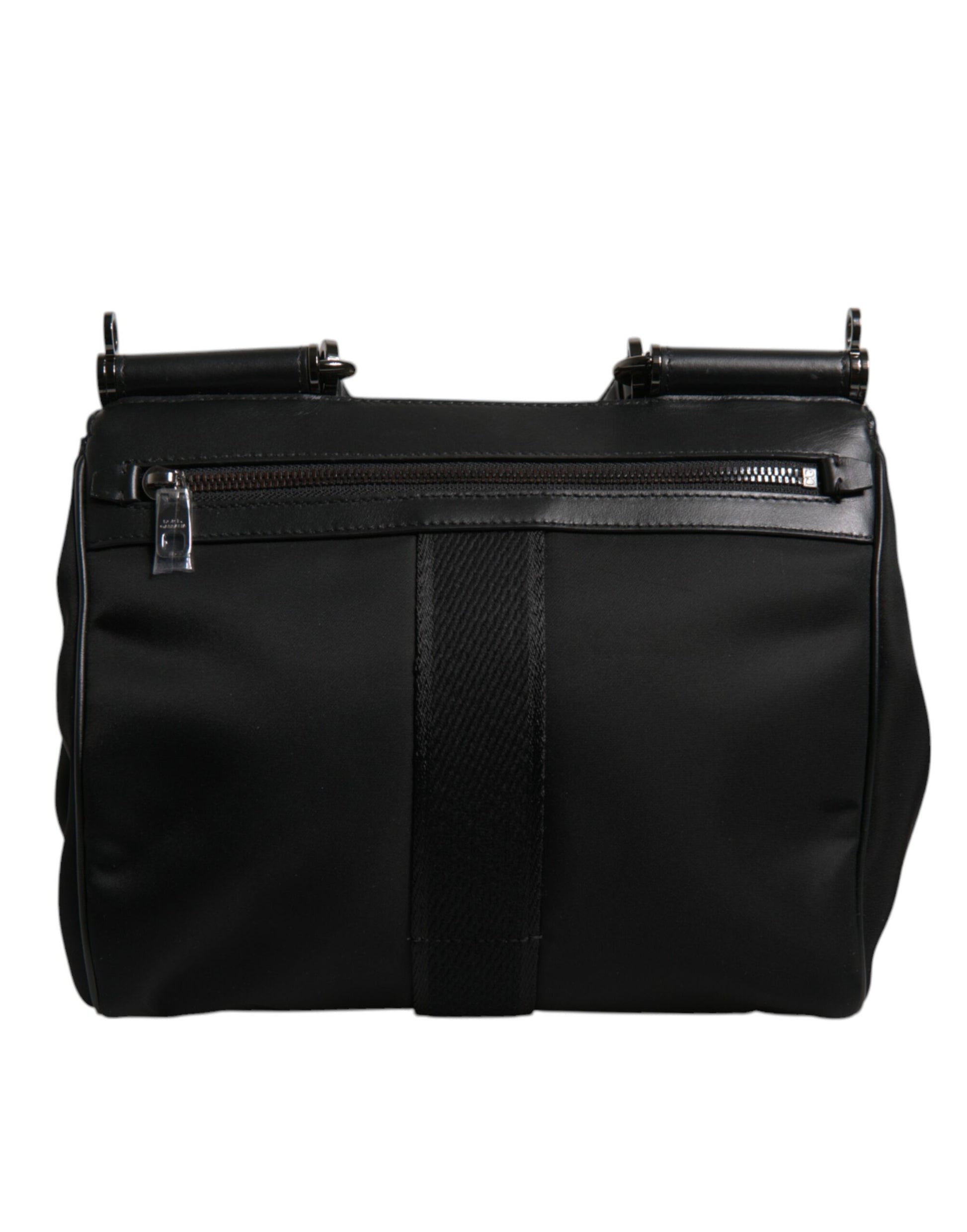 Braune Sicily-Tragetasche aus lackiertem Nylon mit Leopardenmuster