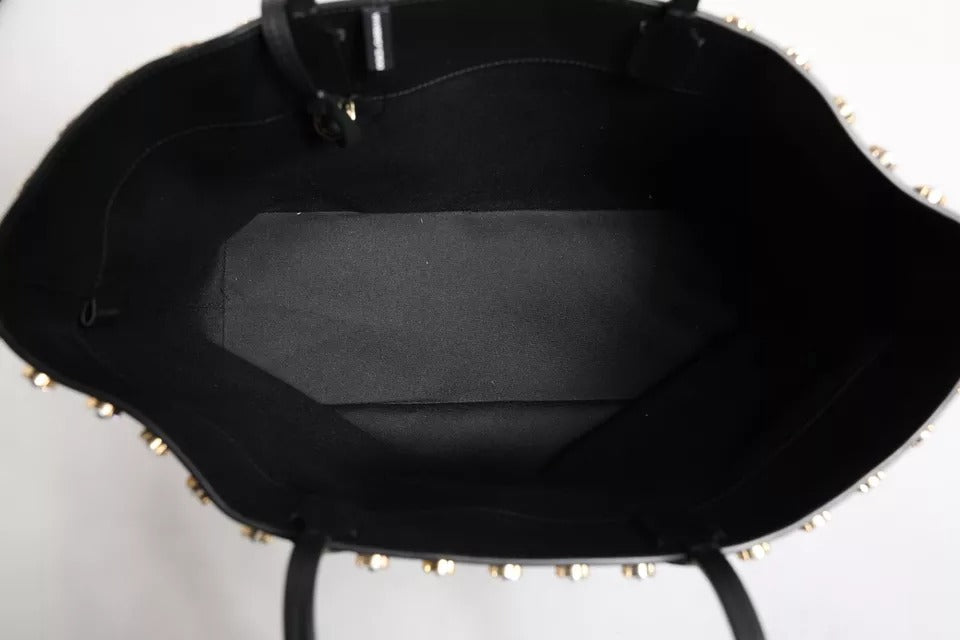 Schwarze Einkaufstasche aus Kristallleder für Damen