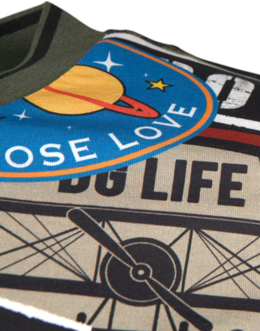 Mehrfarbiges T-Shirt aus Baumwolle mit Rundhalsausschnitt und grafischem Print