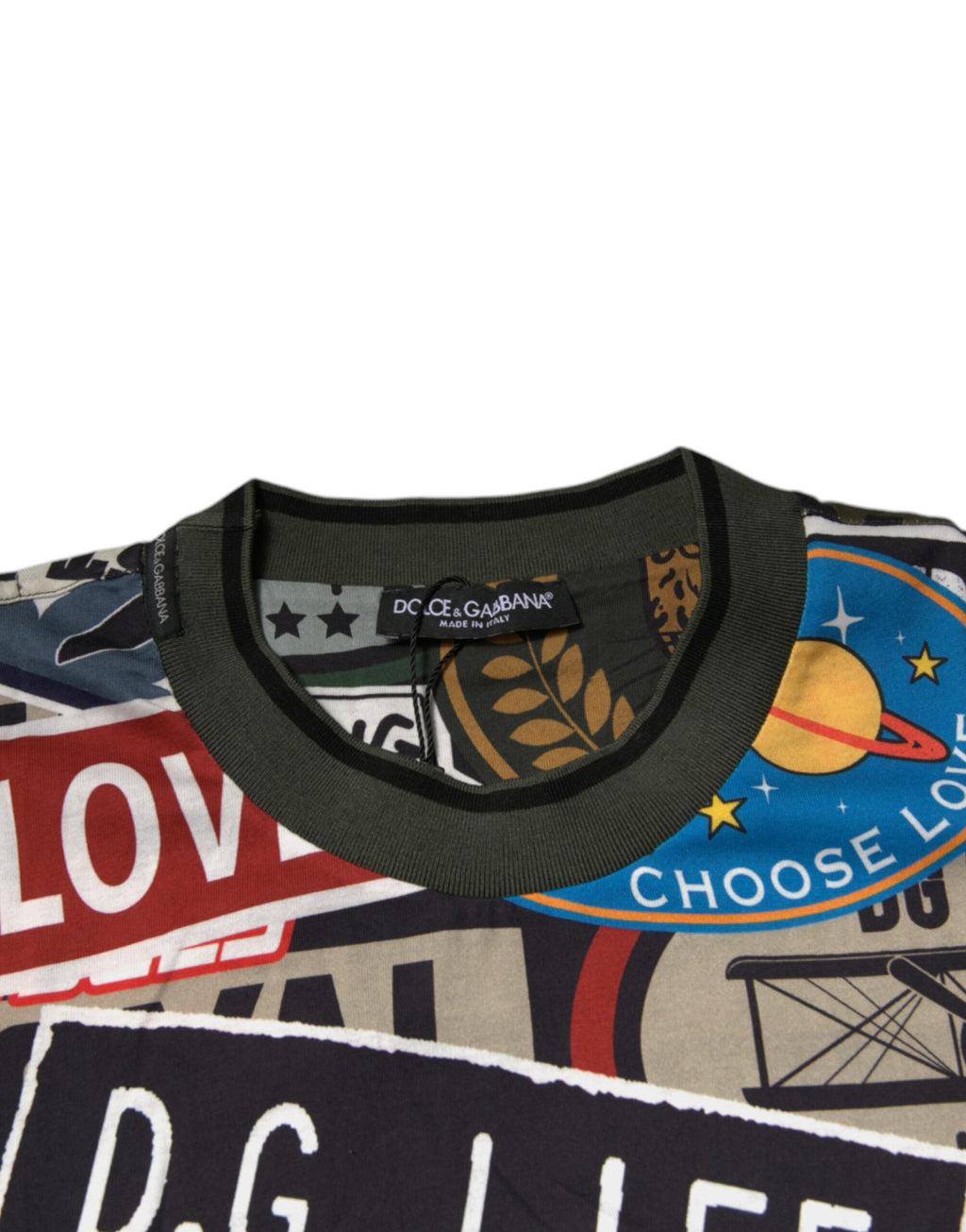 Mehrfarbiges T-Shirt aus Baumwolle mit Rundhalsausschnitt und grafischem Print