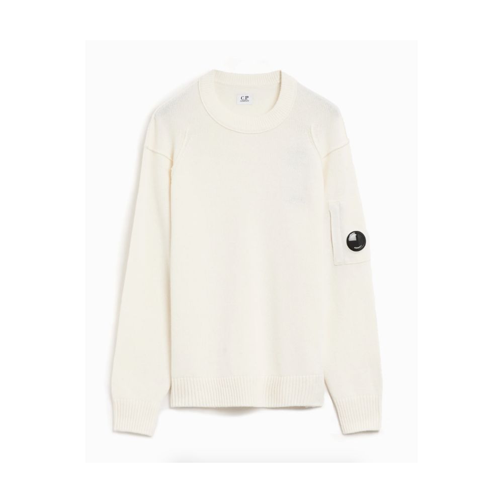 Weißer Wollpullover