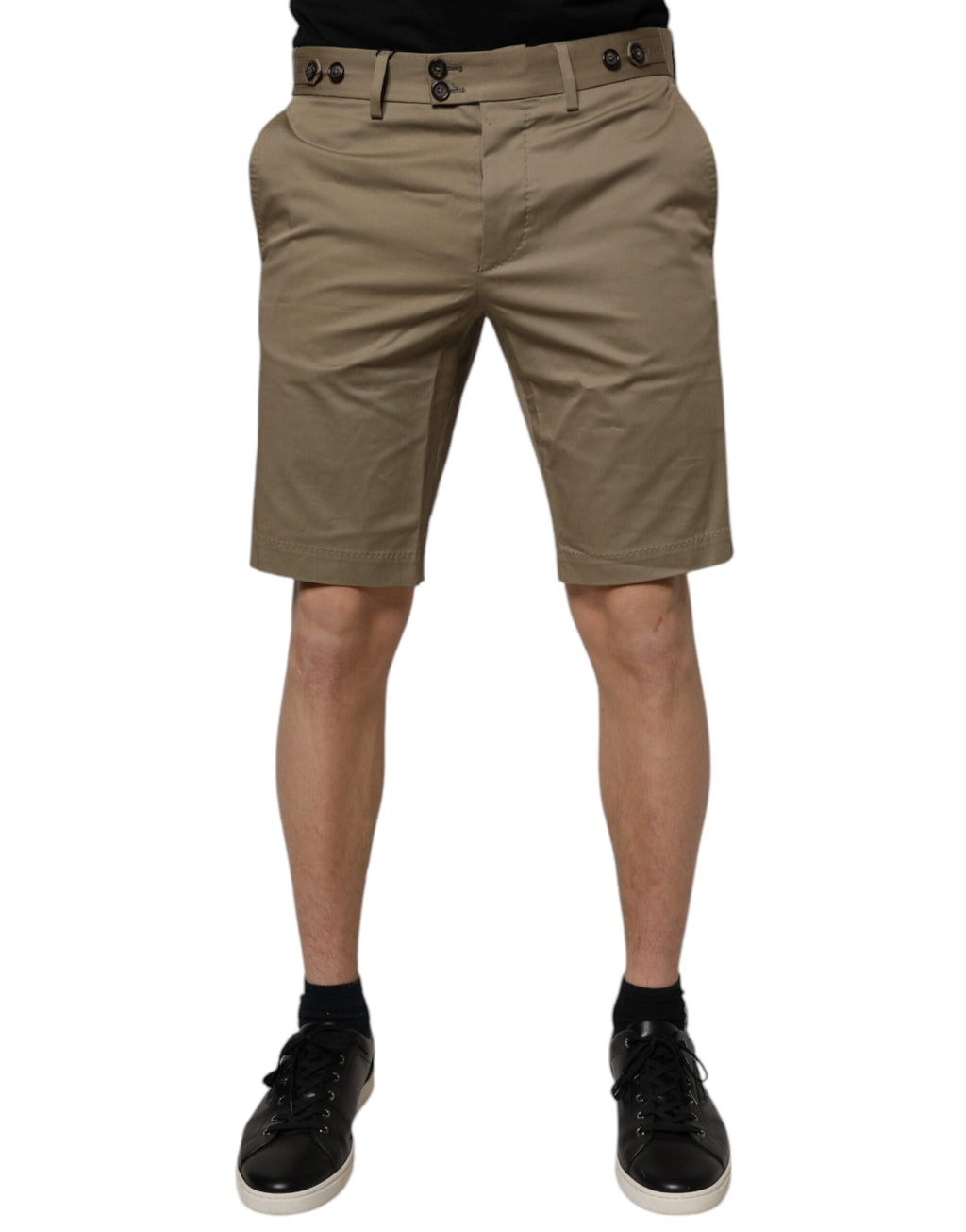 Dunkelkhakifarbene, lässige Chino-Shorts aus Baumwollstretch