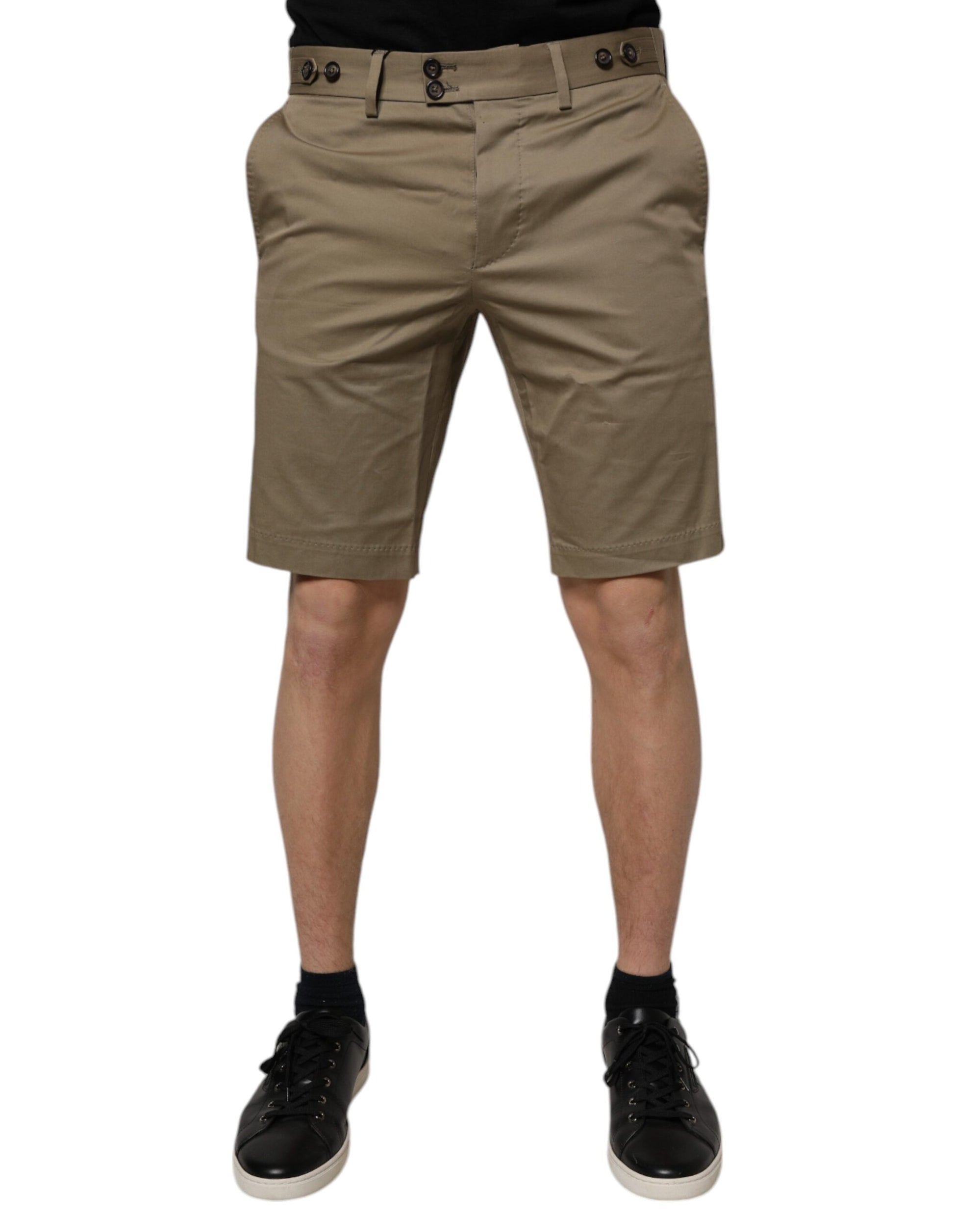 Dunkelkhakifarbene, lässige Chino-Shorts aus Baumwollstretch