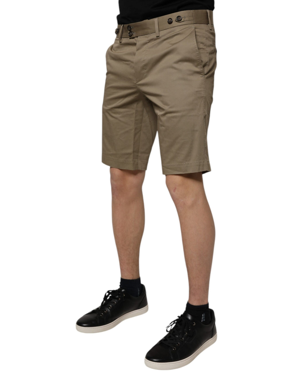 Dunkelkhakifarbene, lässige Chino-Shorts aus Baumwollstretch