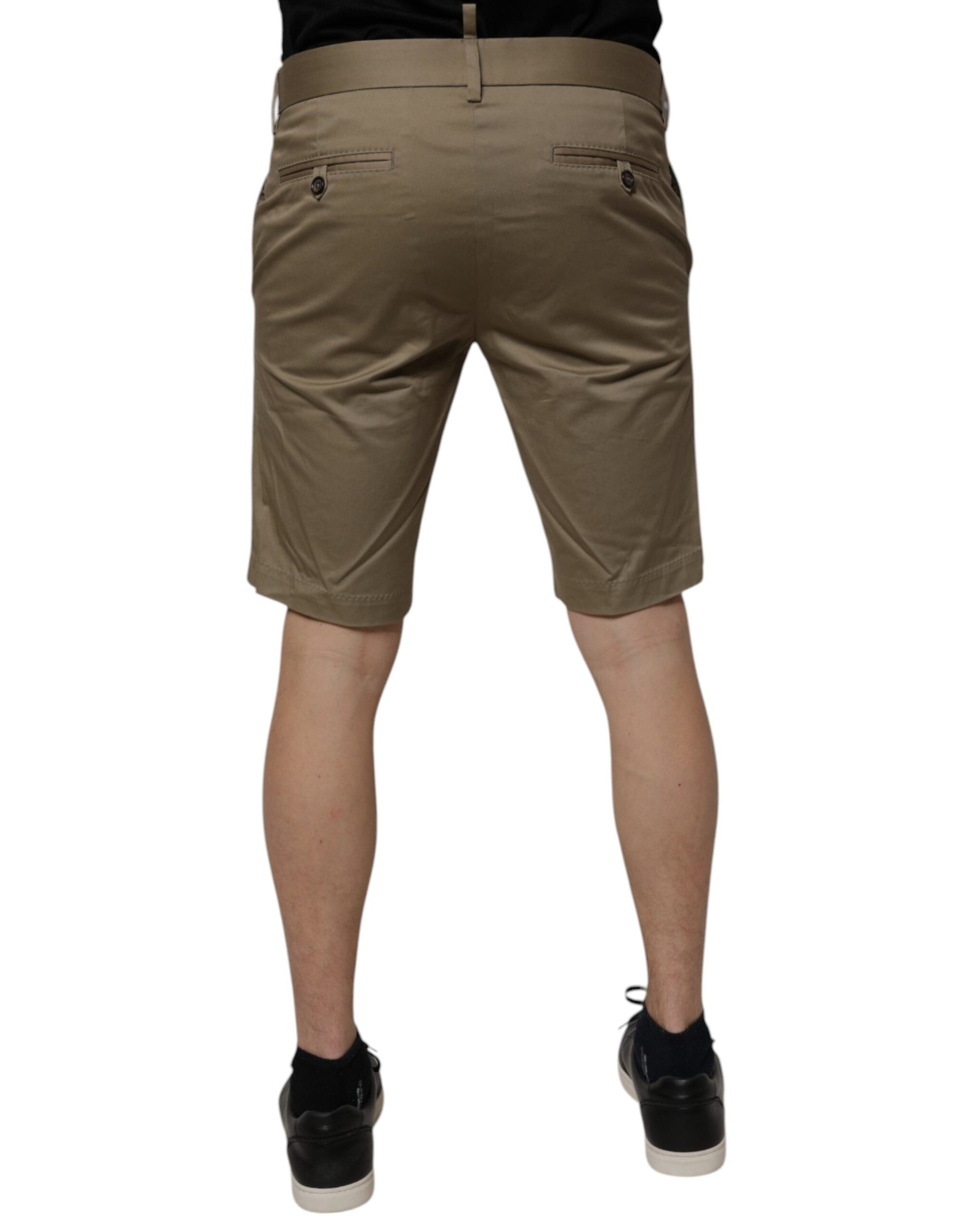 Dunkelkhakifarbene, lässige Chino-Shorts aus Baumwollstretch