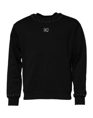 Schwarzer Pullover mit Logo und Nieten