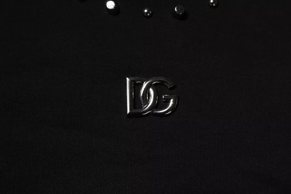 Schwarzer Pullover mit Logo und Nieten