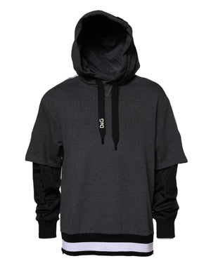 Melange Grau Baumwolle Kapuzen Sweatshirt Pullover