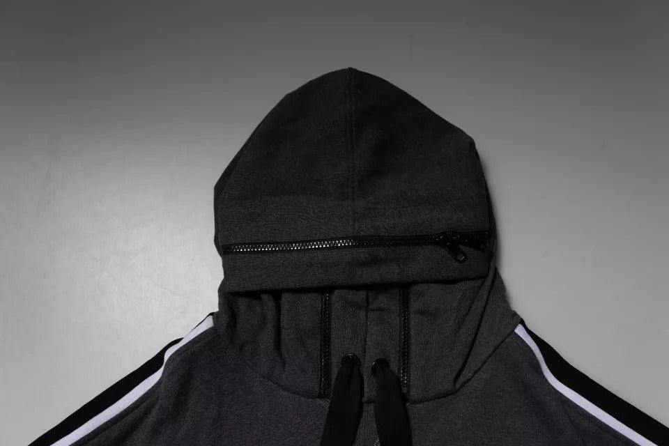 Melange Grau Baumwolle Kapuzen Sweatshirt Pullover