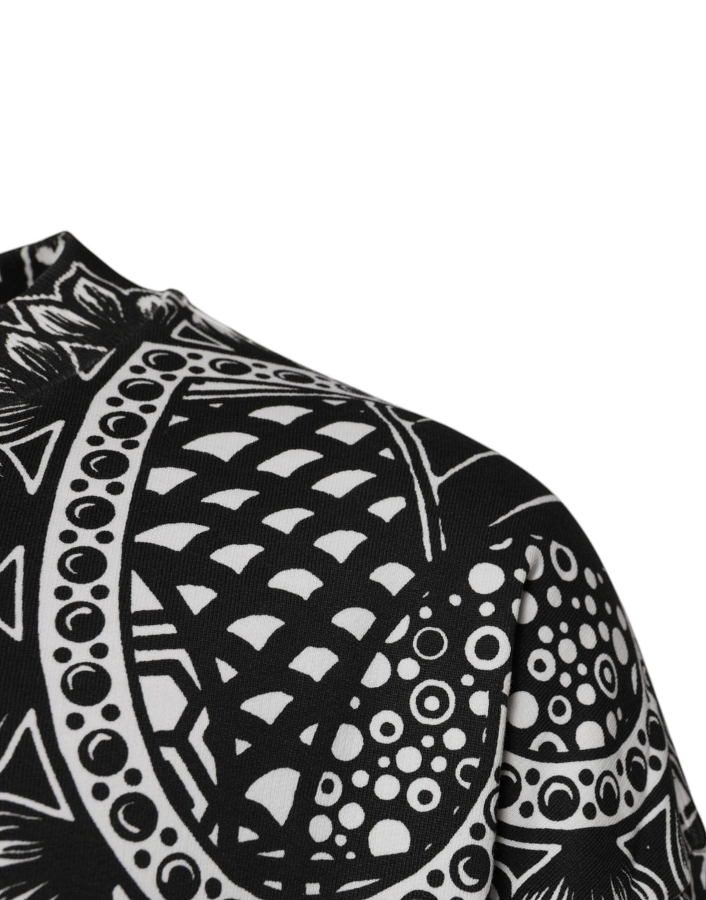 Weiß-schwarz bedruckter Baumwoll-Sweatshirtpullover