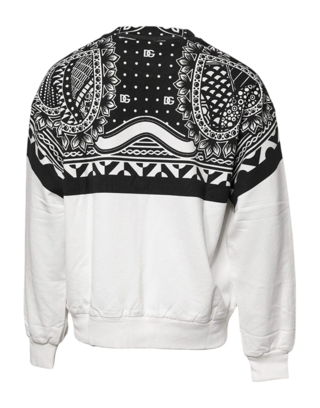 Weiß-schwarz bedruckter Baumwoll-Sweatshirtpullover