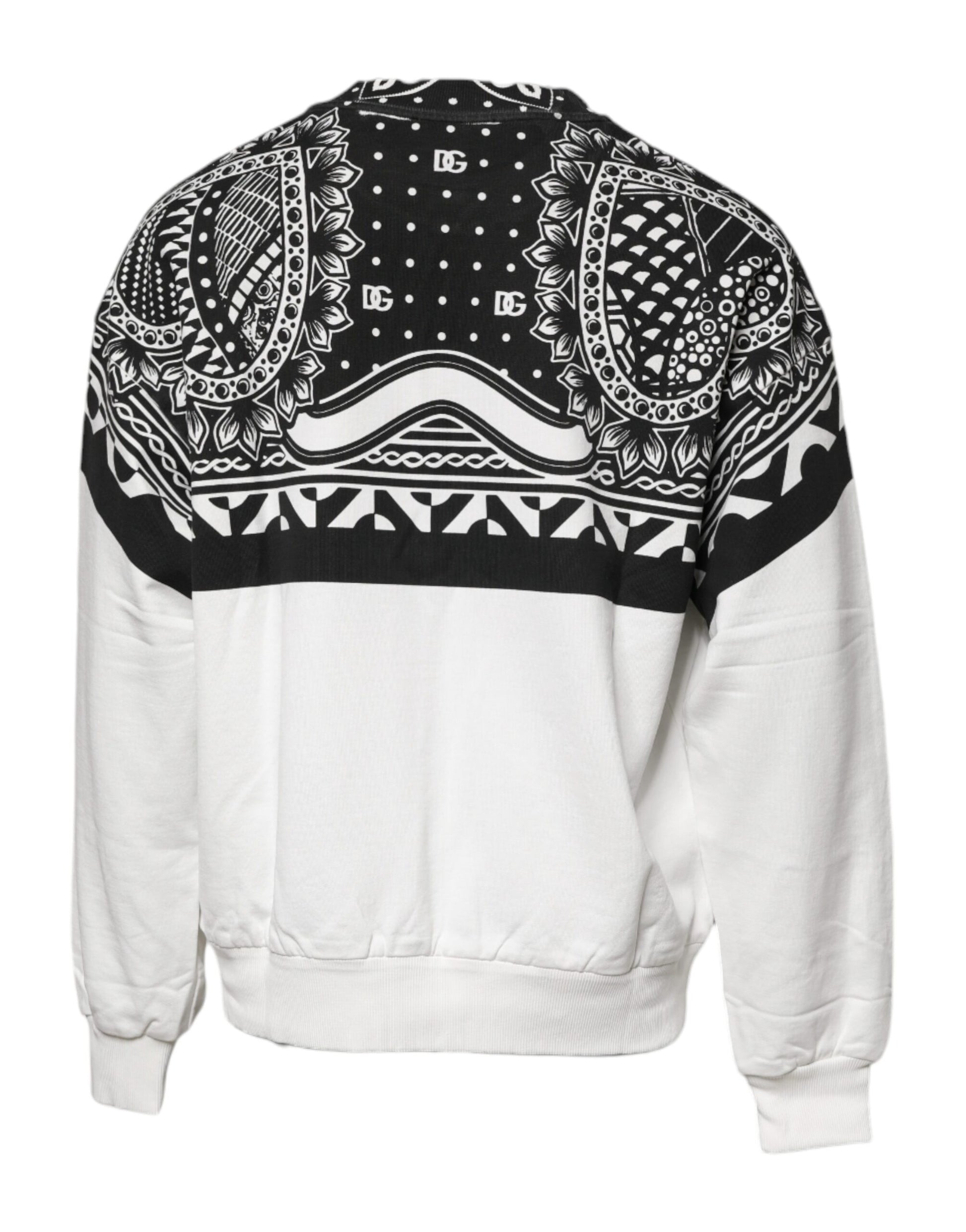 Weiß-schwarz bedruckter Baumwoll-Sweatshirtpullover