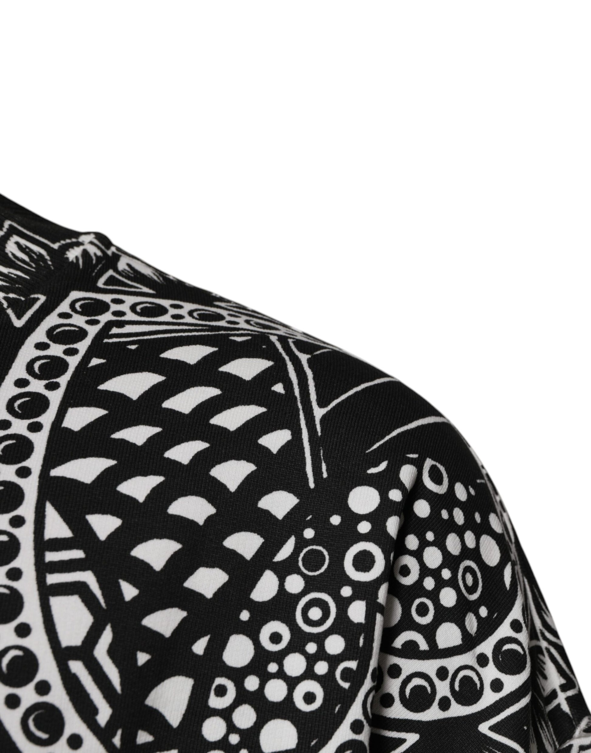 Weißer, schwarzer Baumwoll-Sweatshirt-Pullover mit Aufdruck