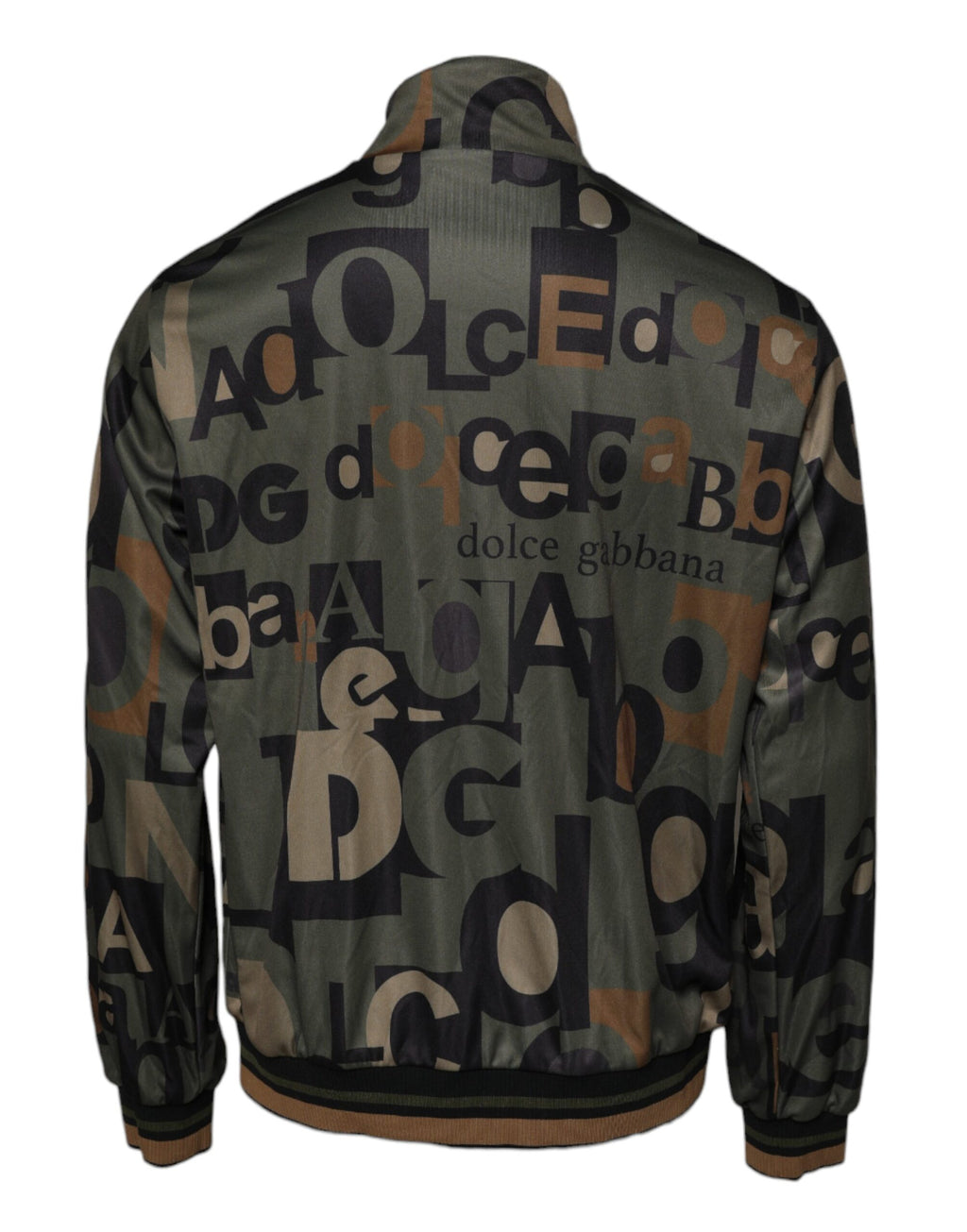 Armygrüner Polyester-Pullover mit durchgehendem Reißverschluss und Logo