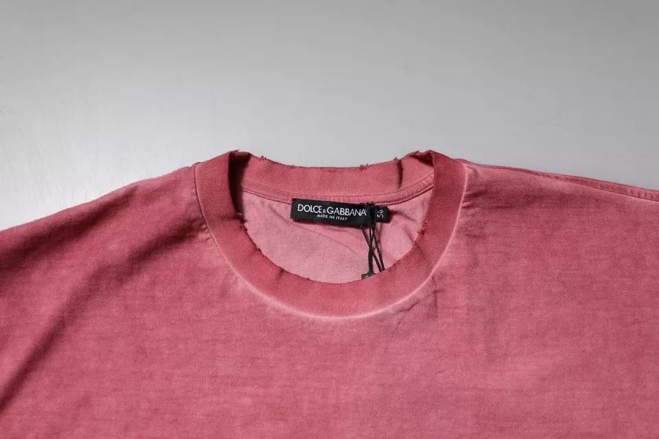 Rosafarbenes T-Shirt aus Baumwolle mit Rundhalsausschnitt und Logo-Print