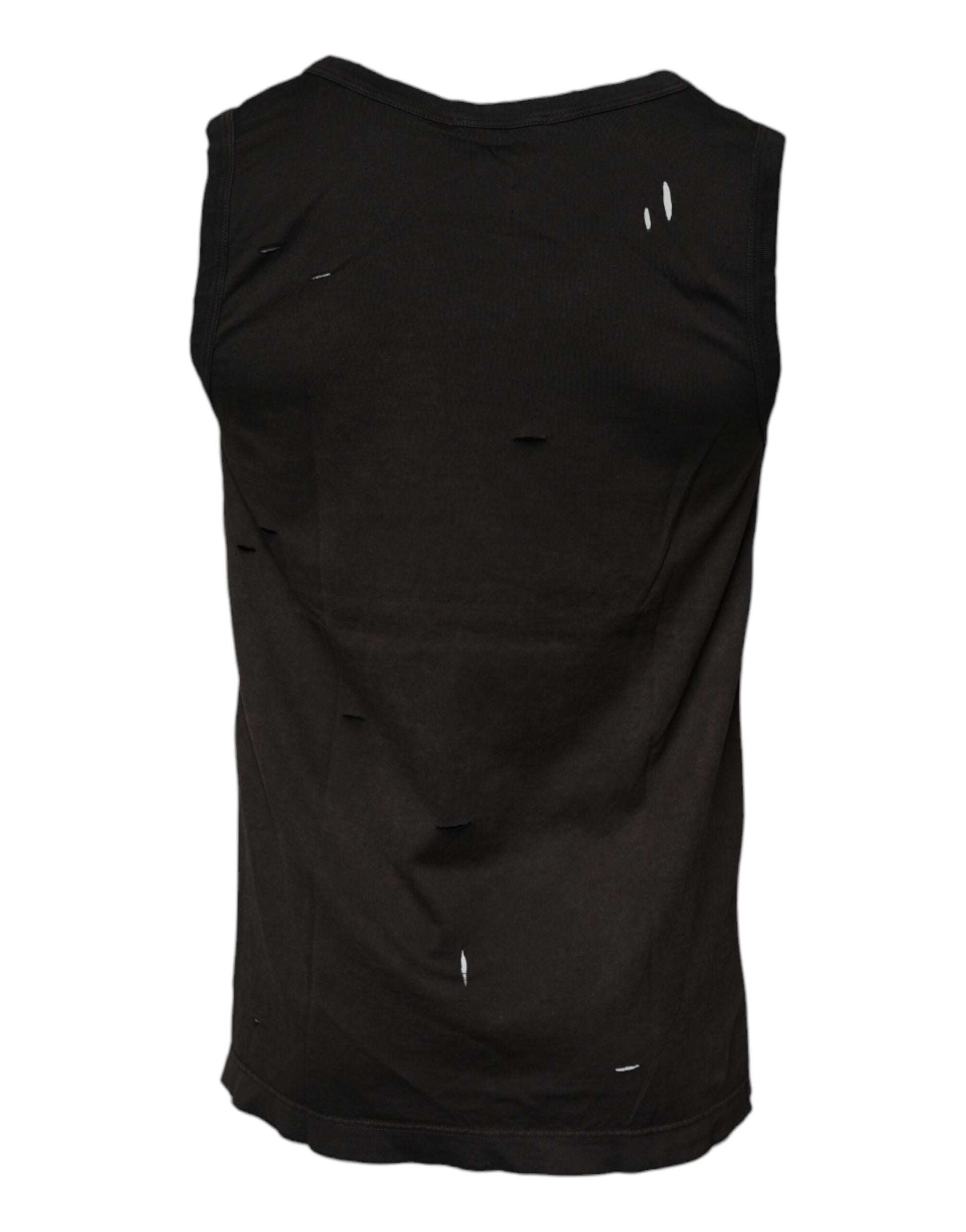 Schwarzes ärmelloses Tank-T-Shirt mit Rundhalsausschnitt