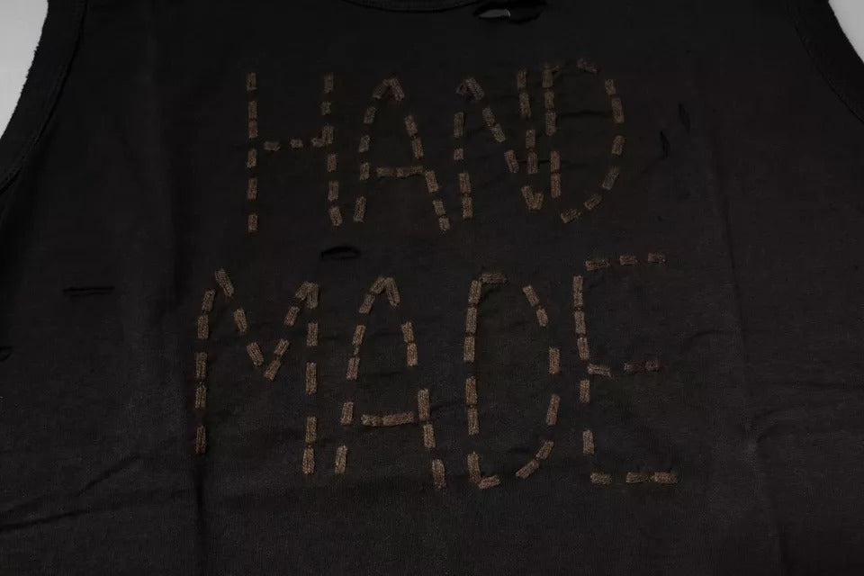 Schwarzes ärmelloses Tank-T-Shirt mit Rundhalsausschnitt