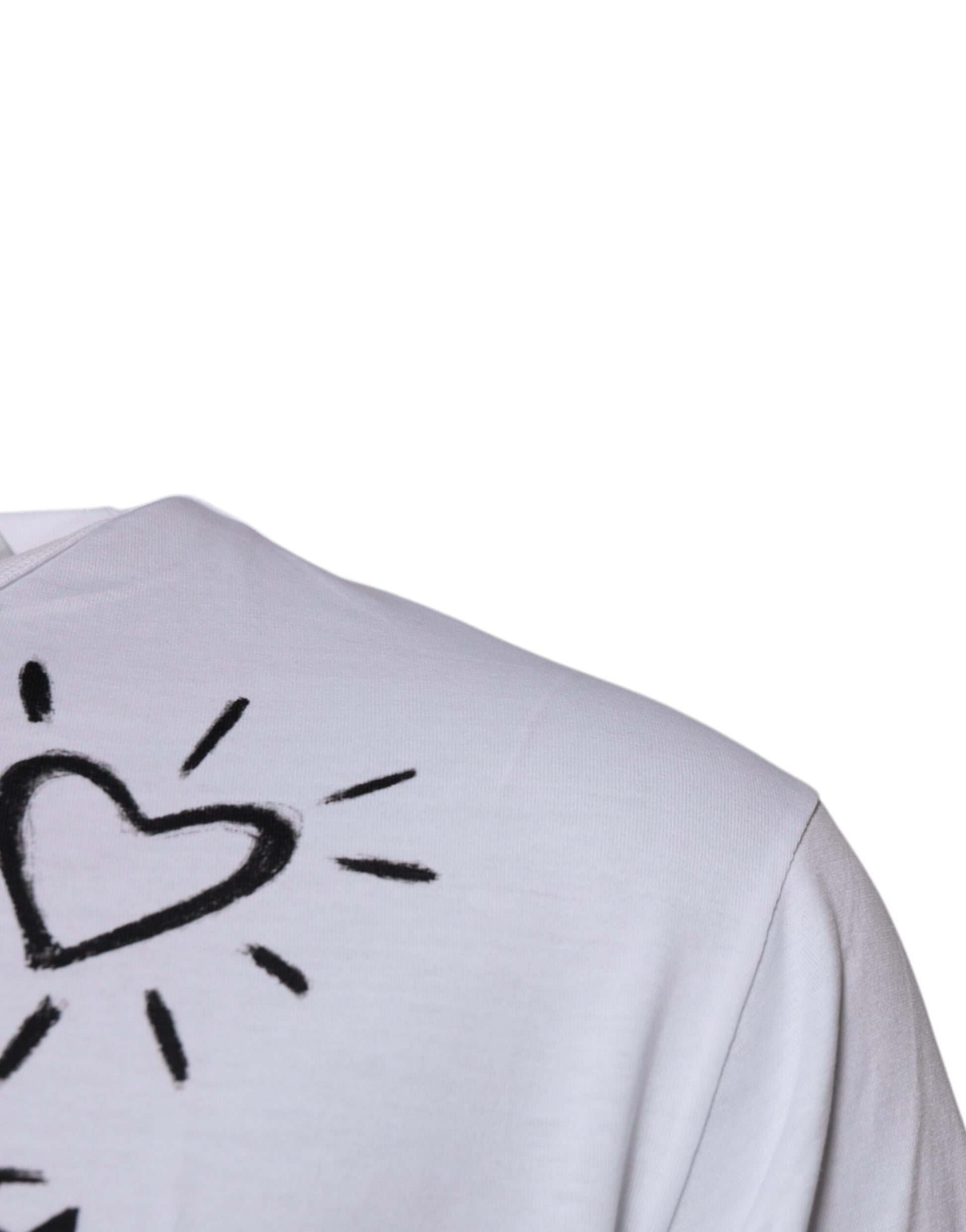Weißes Baumwoll-T-Shirt mit Rundhalsausschnitt und Blumendruck