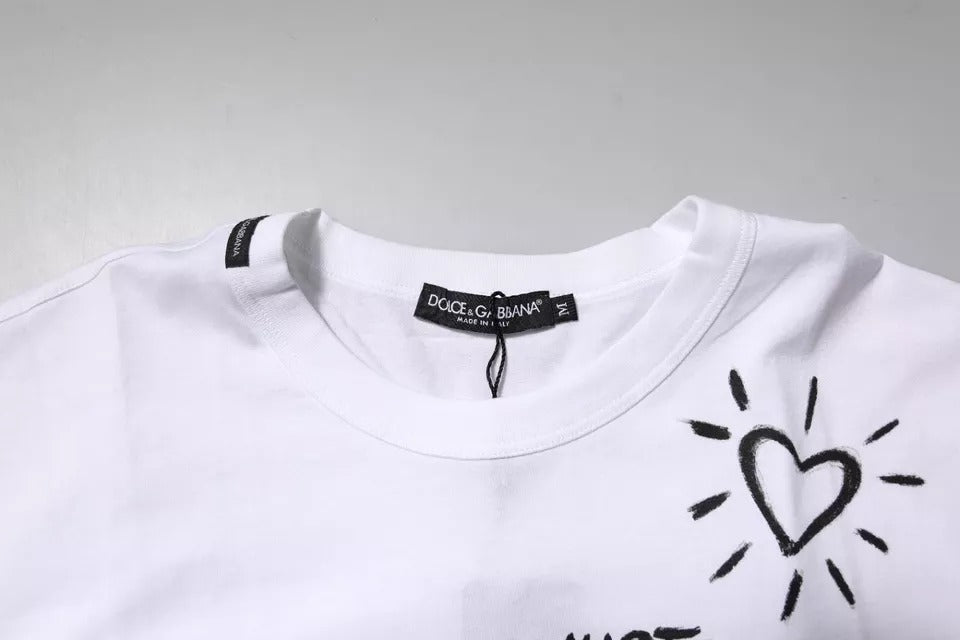Weißes Baumwoll-T-Shirt mit Rundhalsausschnitt und Blumendruck