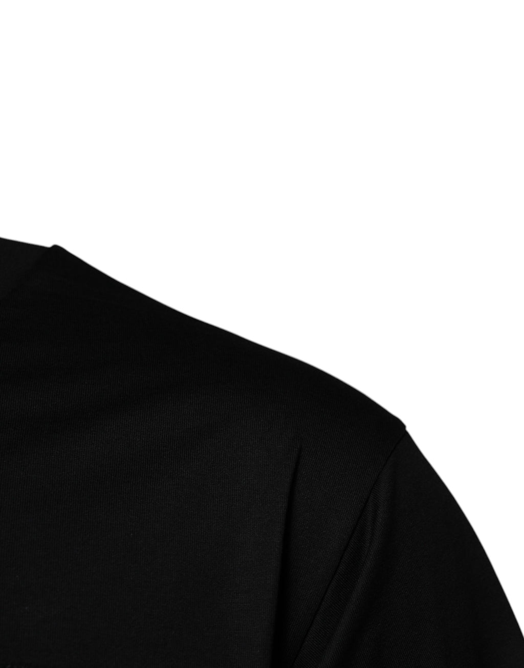 Schwarzes Baumwoll-T-Shirt mit Rundhalsausschnitt und Logo-Patch