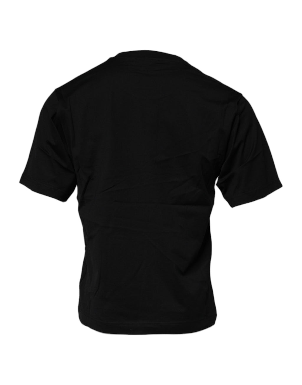 Schwarzes Baumwoll-T-Shirt mit Rundhalsausschnitt und Logo-Patch