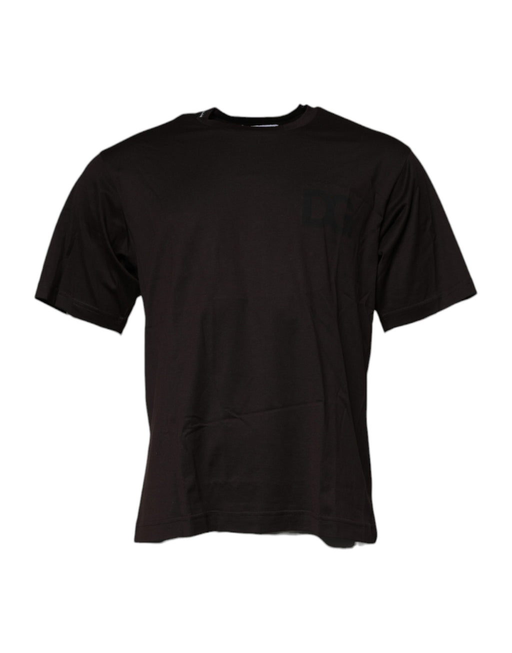 Dunkelbraunes T-Shirt aus Baumwolle mit Rundhalsausschnitt und Logo