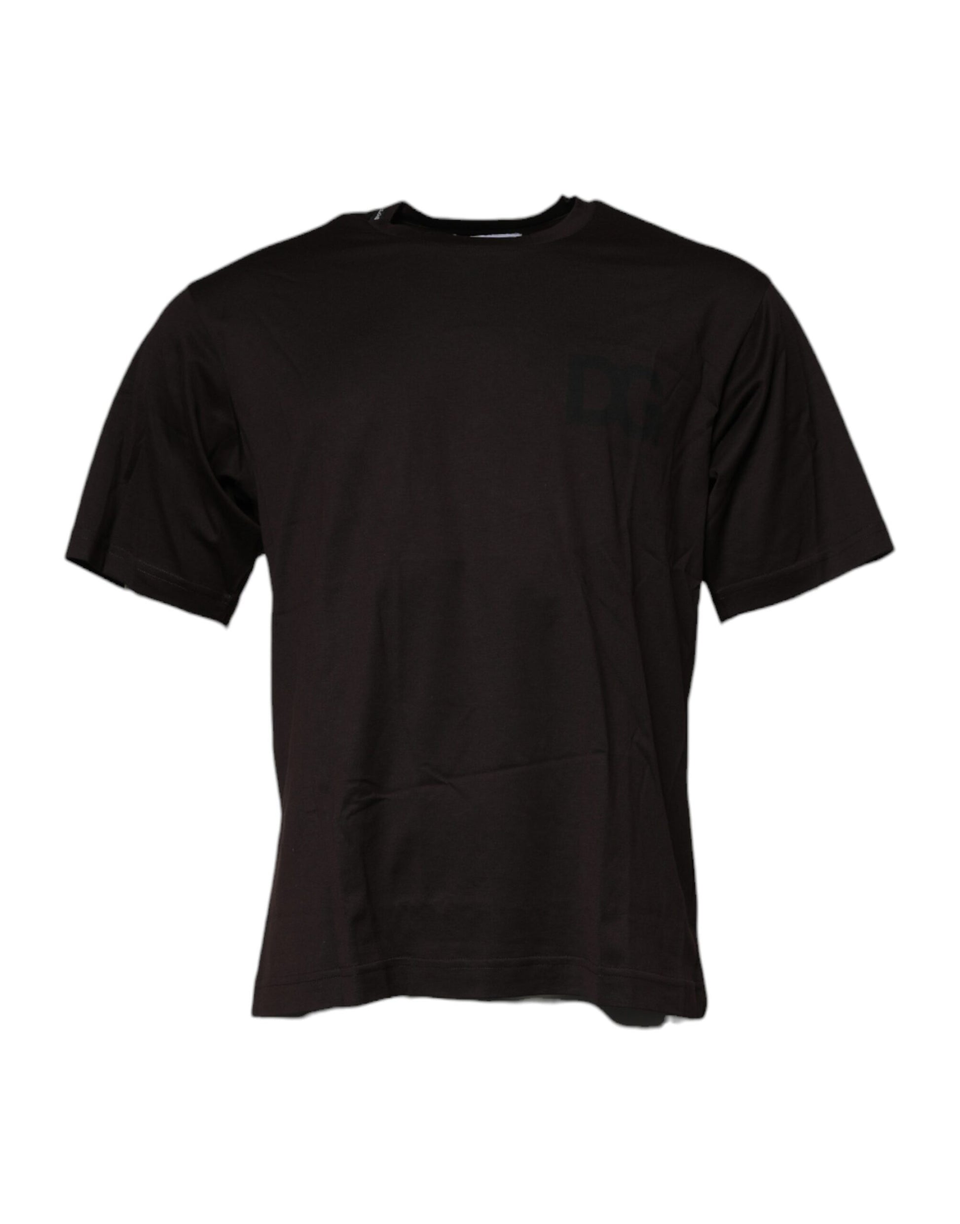 Dunkelbraunes T-Shirt aus Baumwolle mit Rundhalsausschnitt und Logo
