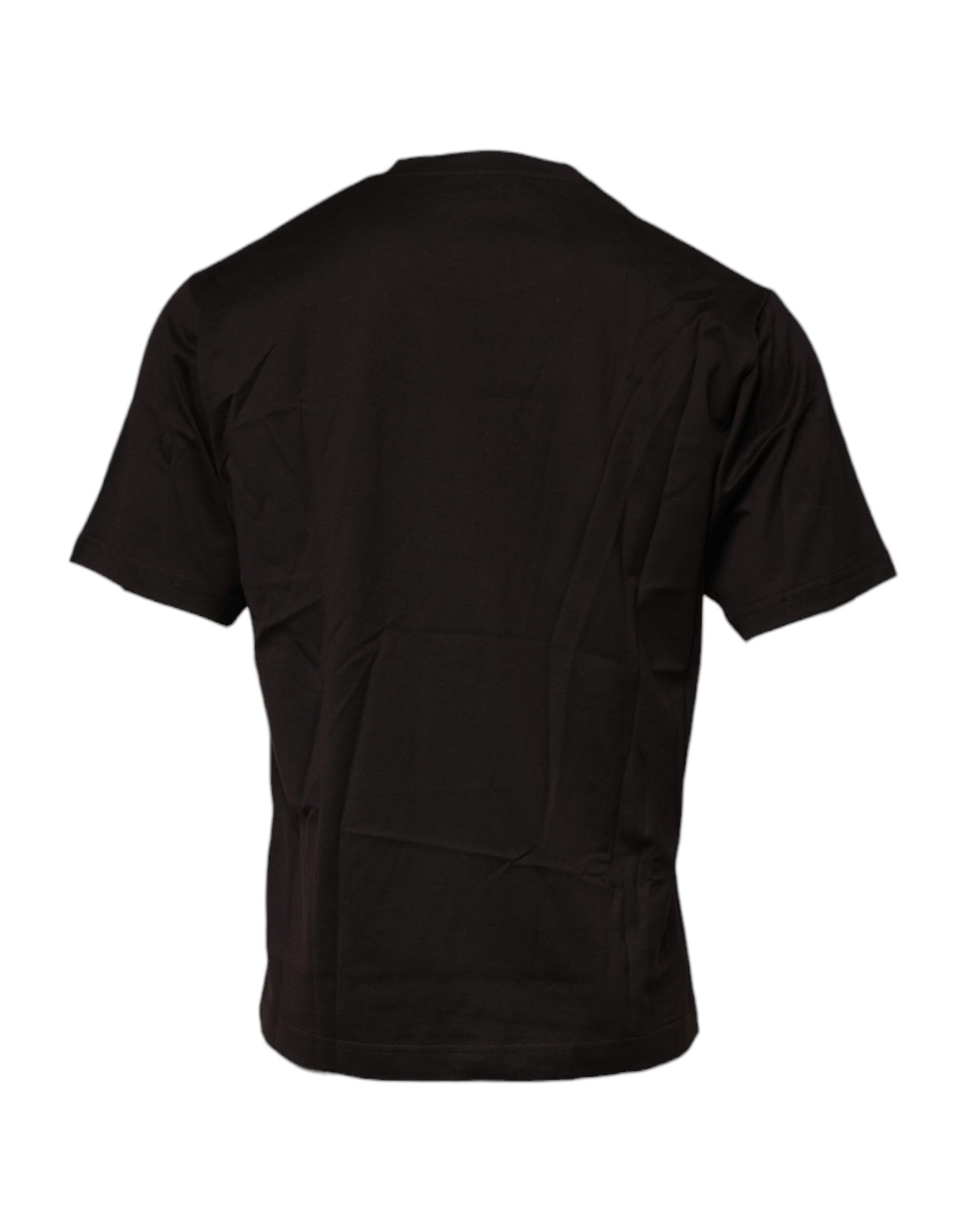 Dunkelbraunes T-Shirt aus Baumwolle mit Rundhalsausschnitt und Logo