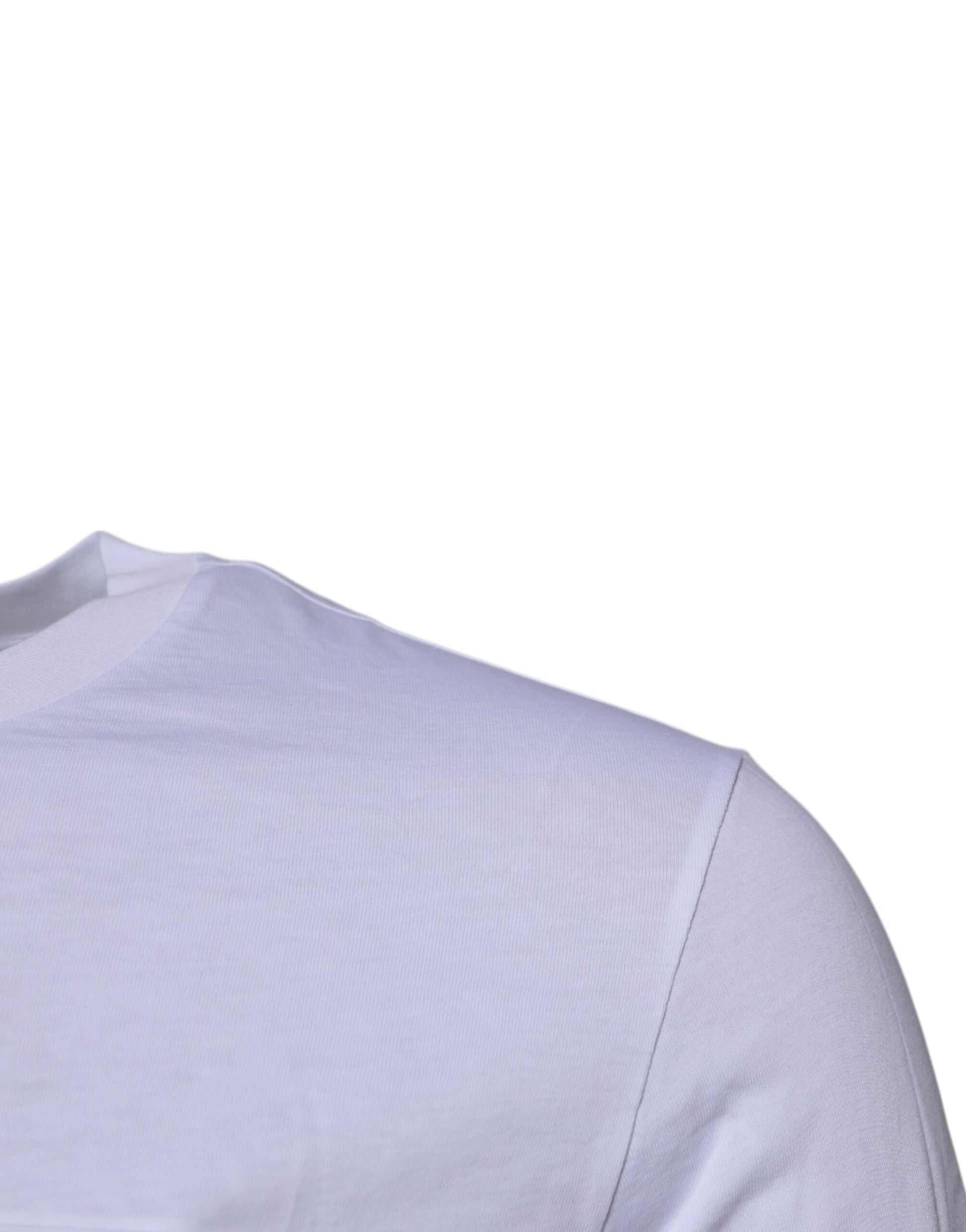 Weißes Baumwoll-T-Shirt mit Rundhalsausschnitt und Logo-Schild