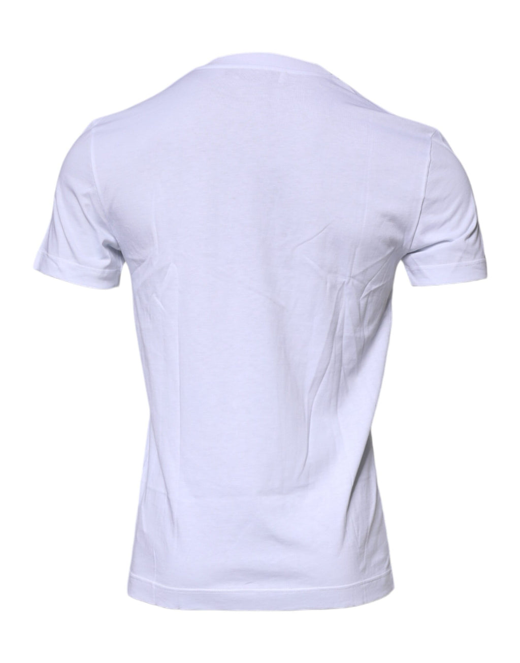 Weißes Baumwoll-T-Shirt mit Rundhalsausschnitt und Logo-Schild