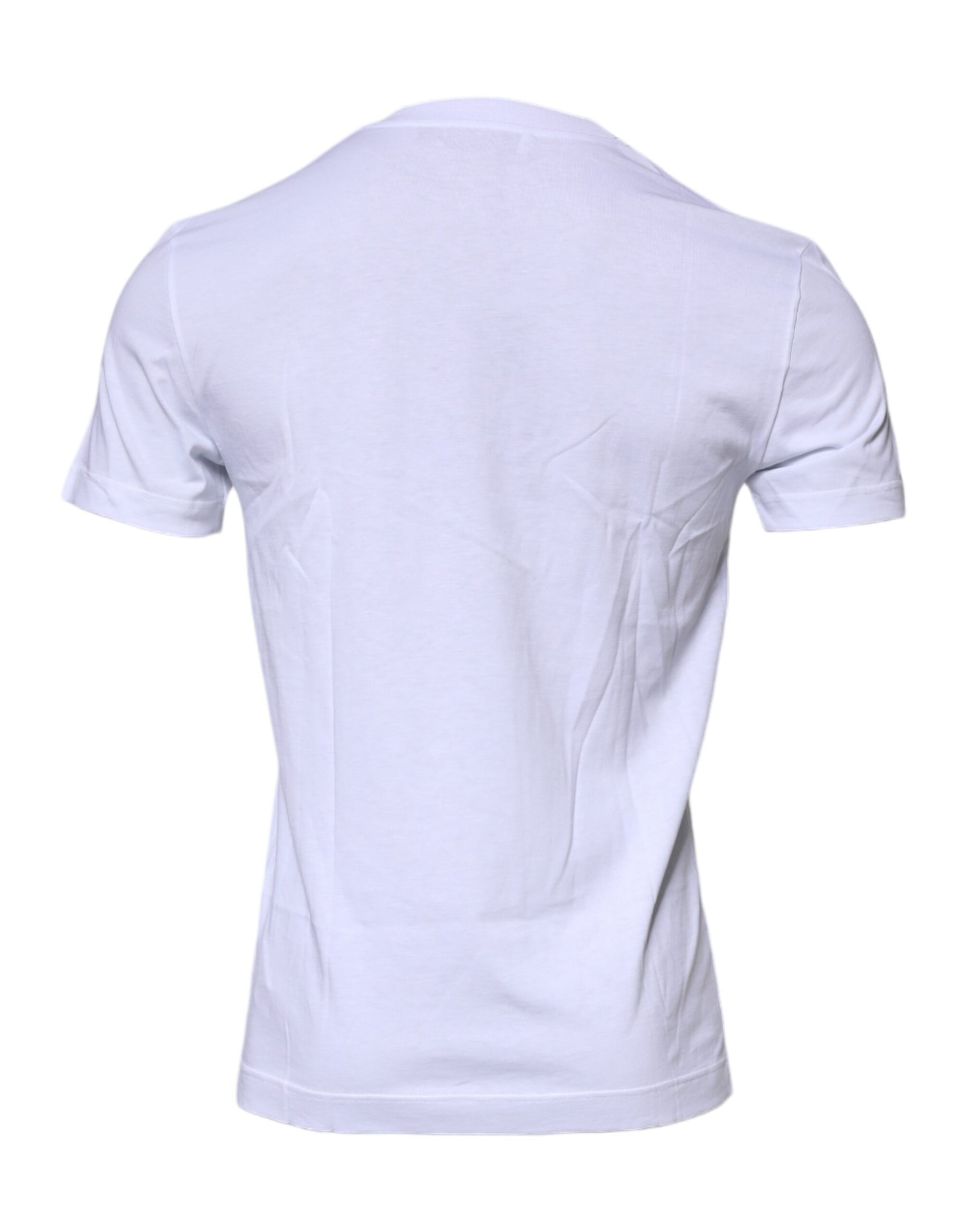 Weißes Baumwoll-T-Shirt mit Rundhalsausschnitt und Logo-Schild