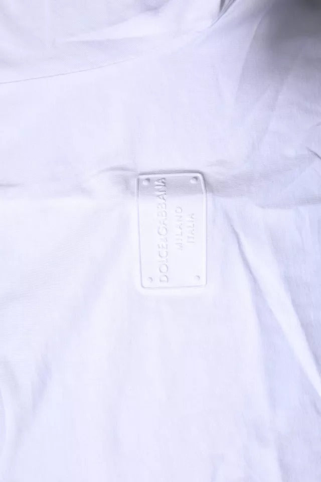 Weißes Baumwoll-T-Shirt mit Rundhalsausschnitt und Logo-Schild