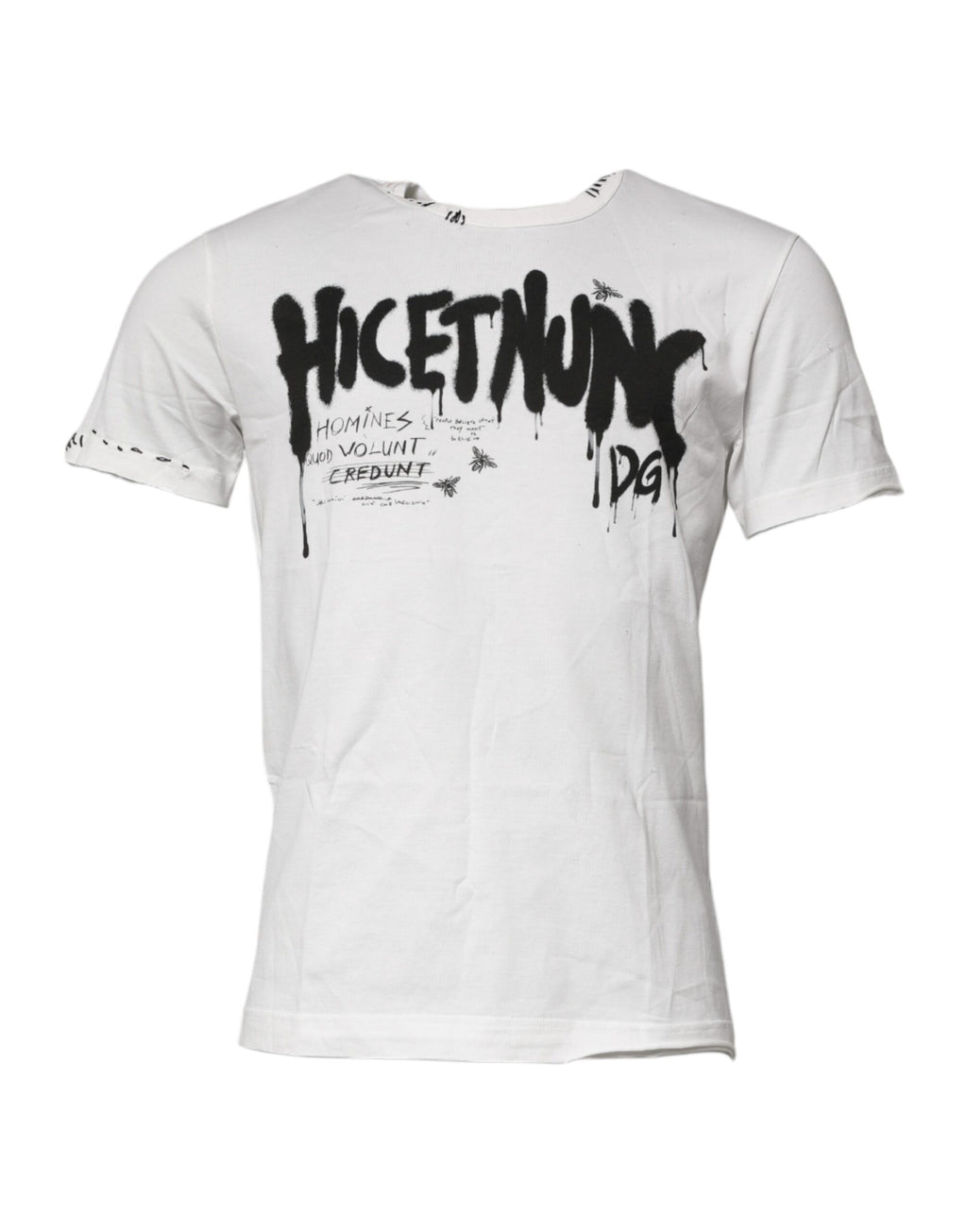 Weißes Baumwoll-T-Shirt mit Rundhalsausschnitt und grafischem Print