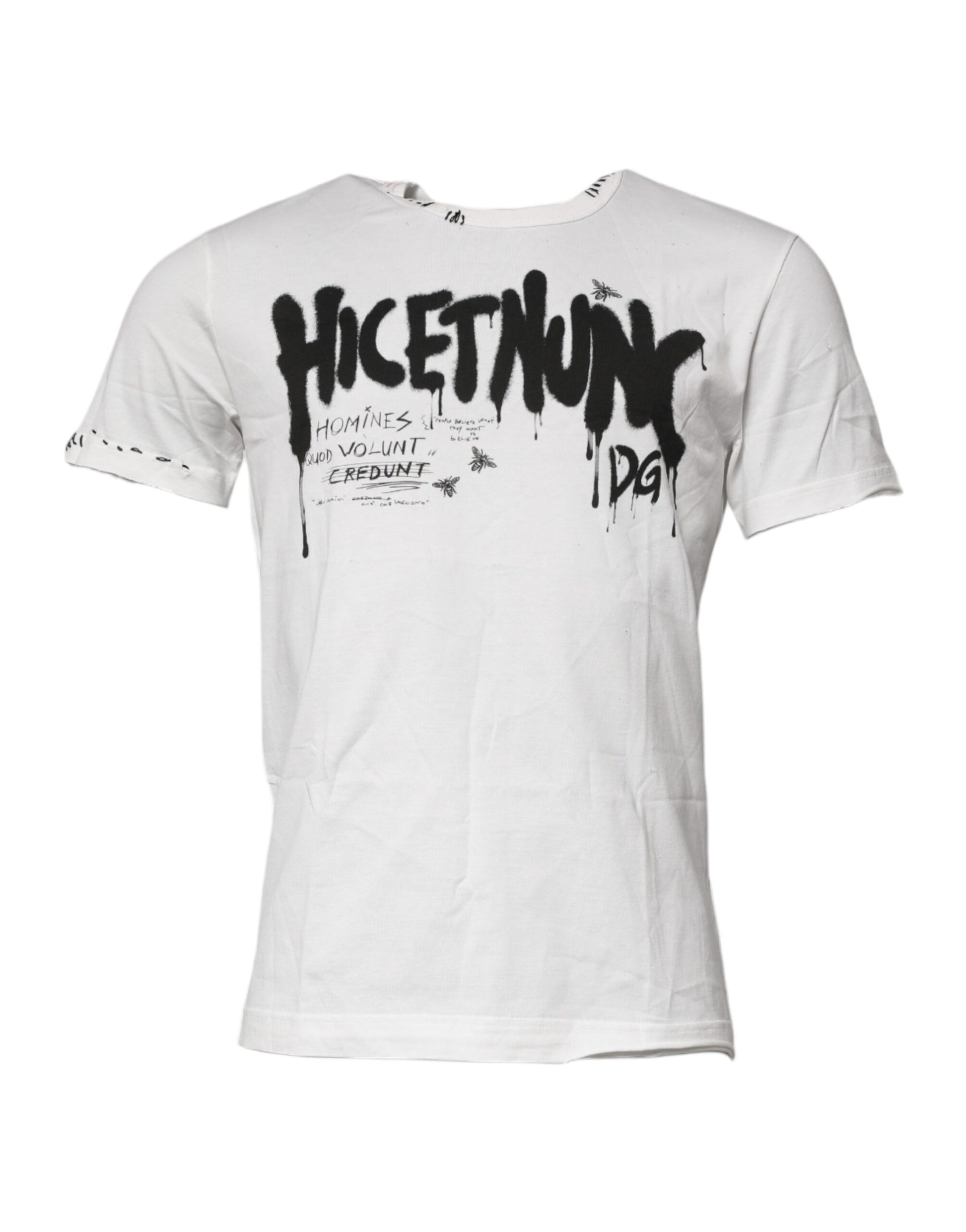 Weißes Baumwoll-T-Shirt mit Rundhalsausschnitt und grafischem Print