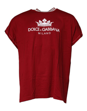 Rotes T-Shirt aus Baumwolle mit Rundhalsausschnitt und Logo-Krone
