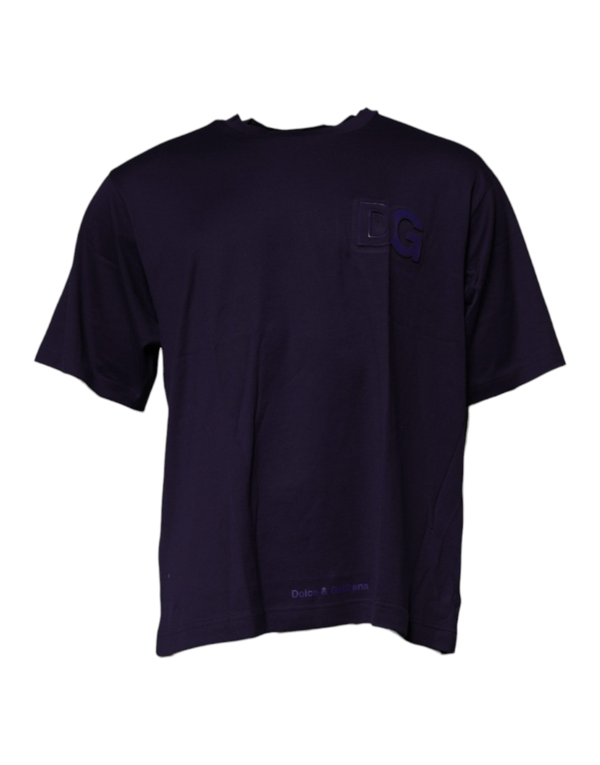 Marineblaues T-Shirt aus Baumwolle mit Rundhalsausschnitt und DG-Logo