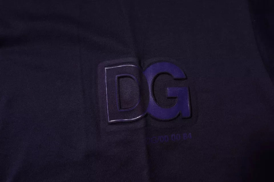 Marineblaues T-Shirt aus Baumwolle mit Rundhalsausschnitt und DG-Logo