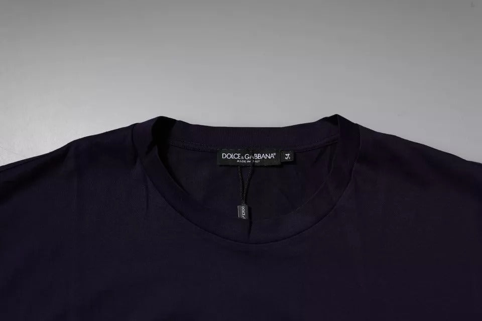 Marineblaues T-Shirt aus Baumwolle mit Rundhalsausschnitt und DG-Logo