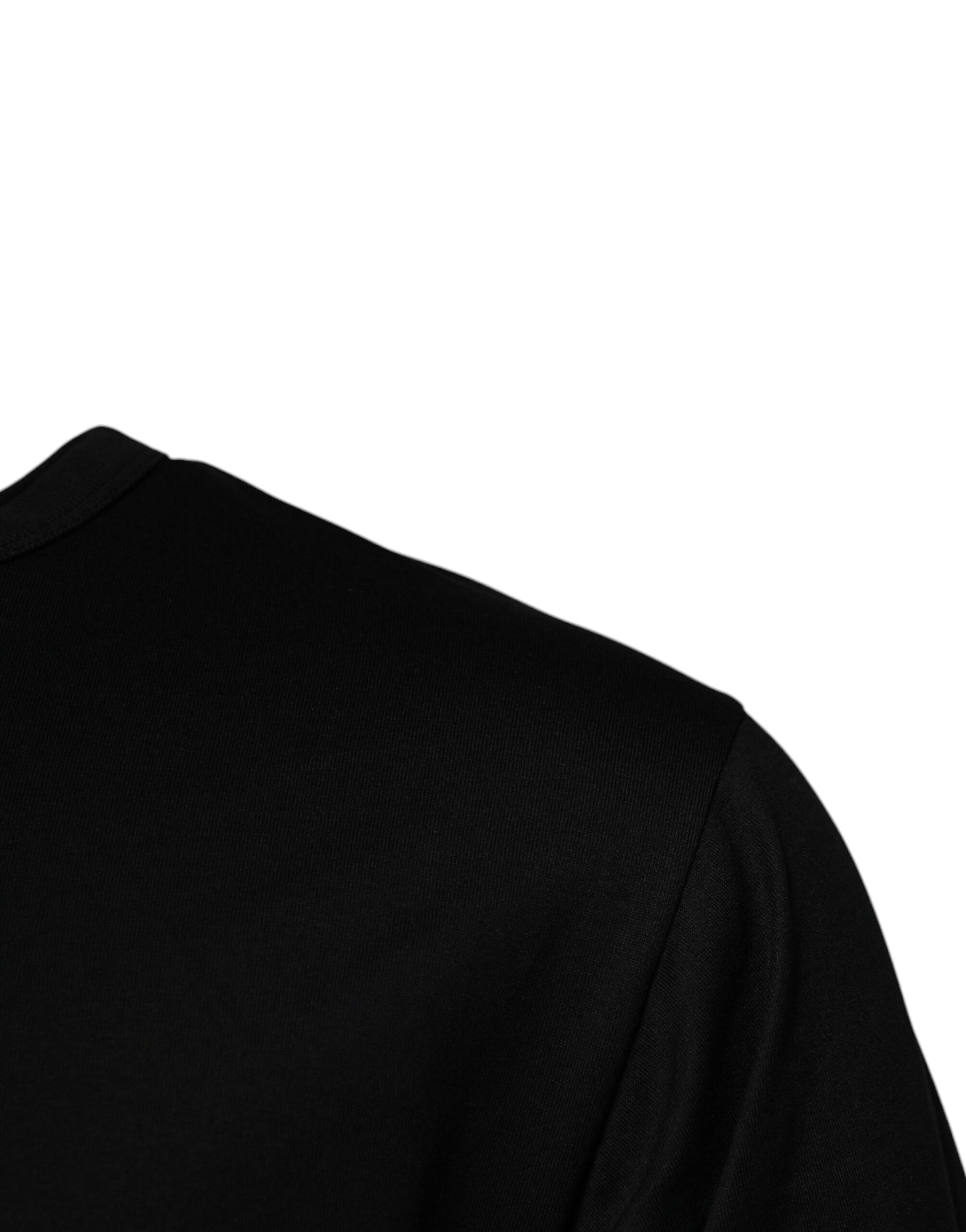 Schwarzes #DGMILLENNIALS Baumwoll-T-Shirt mit Rundhalsausschnitt