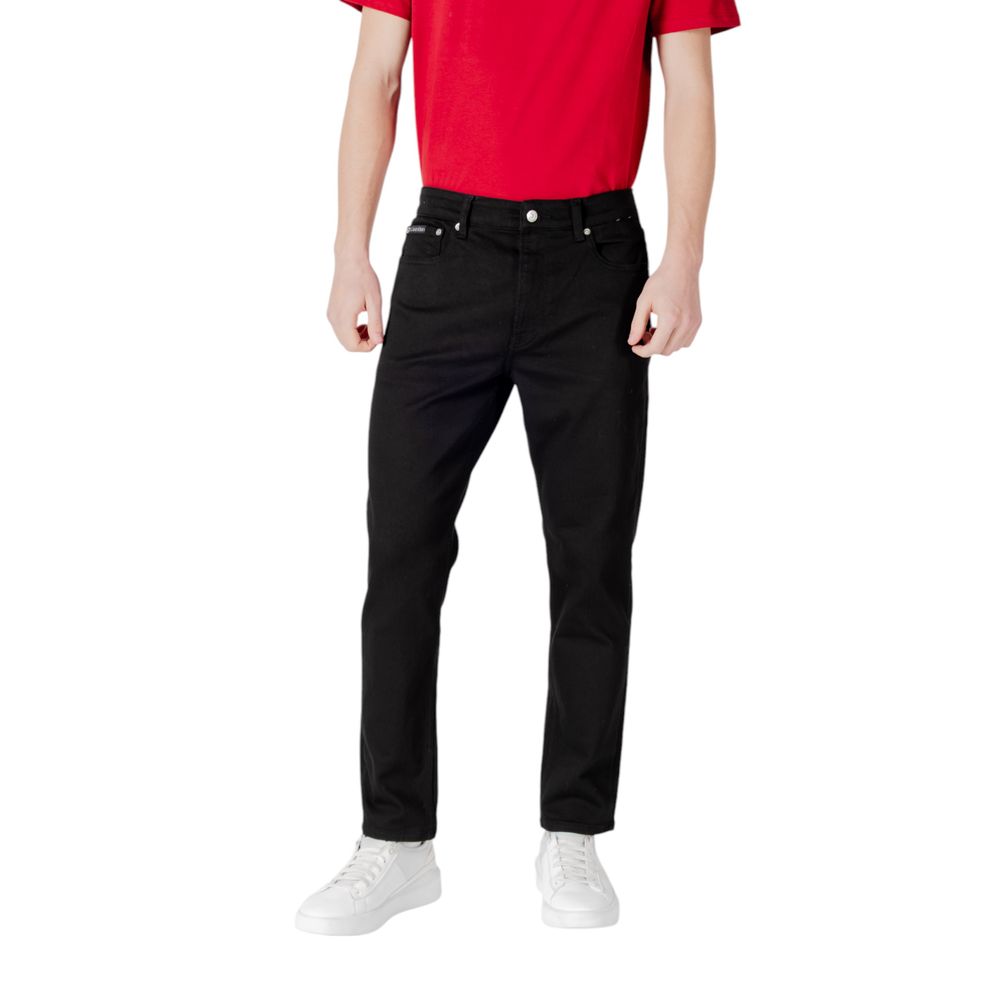 Schwarze Slim Fit-Jeans aus recyceltem Polyester