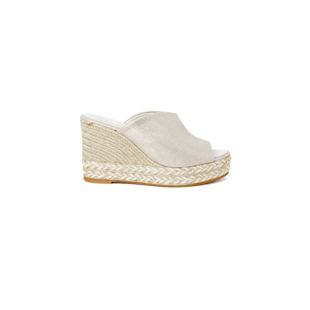 Goldene Plateauschuhe mit Keilabsatz aus Leder