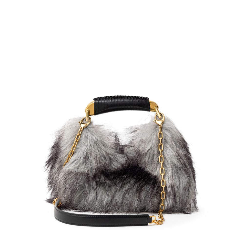 Graue Lederhandtasche
